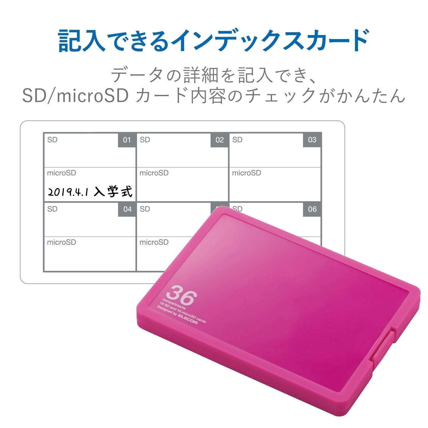 プラスチック SD18枚 ケース + SD microSD18枚収納 メモリカードケース ピンク エレコム CMC-SDCPP36PN - メルカリ