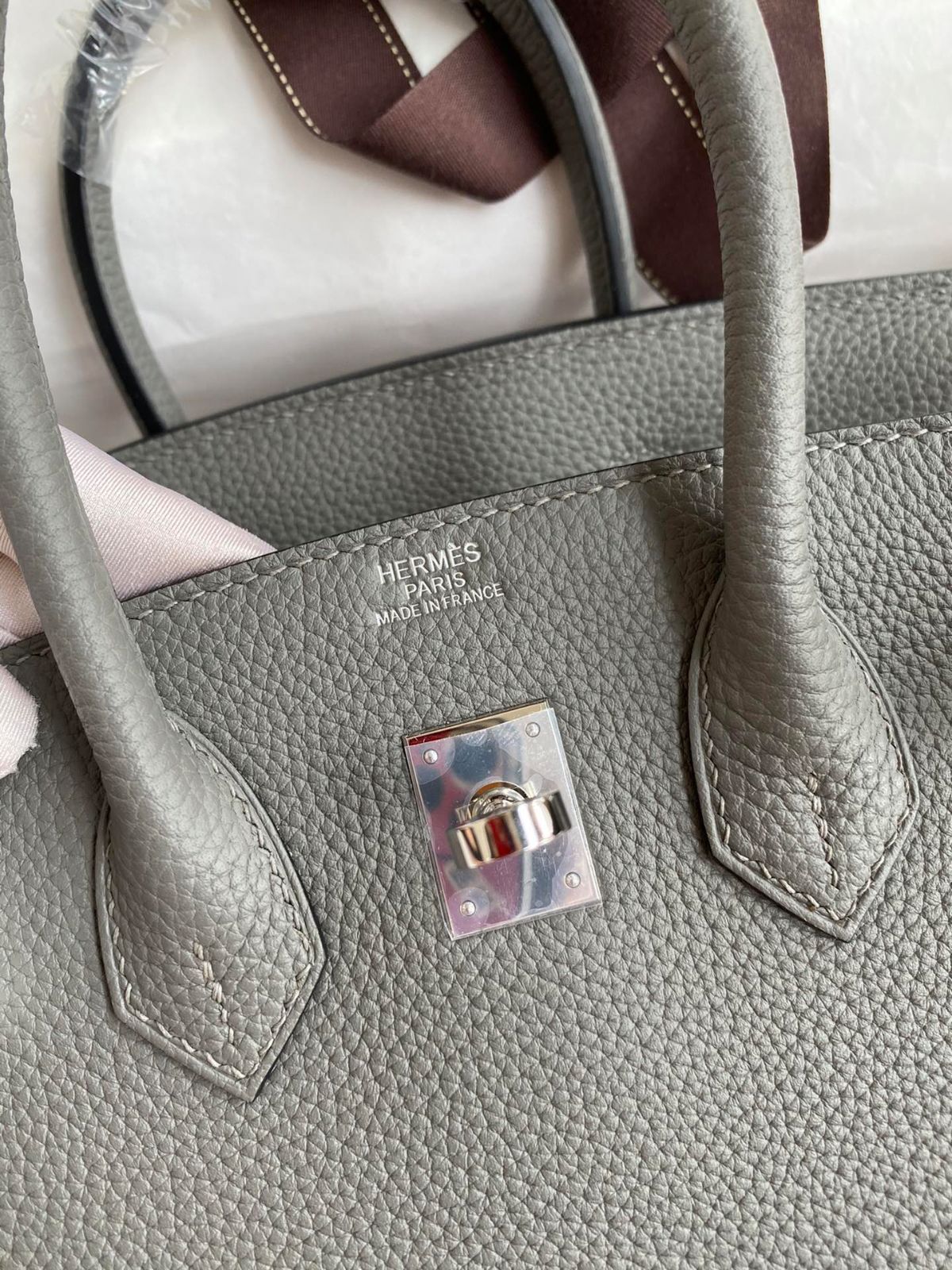 HERMÈS グレー ハンドバッグ HERMES Evercolor Mini Jypsiere Gris Meyer 1610550 | FASHIONPHILE
