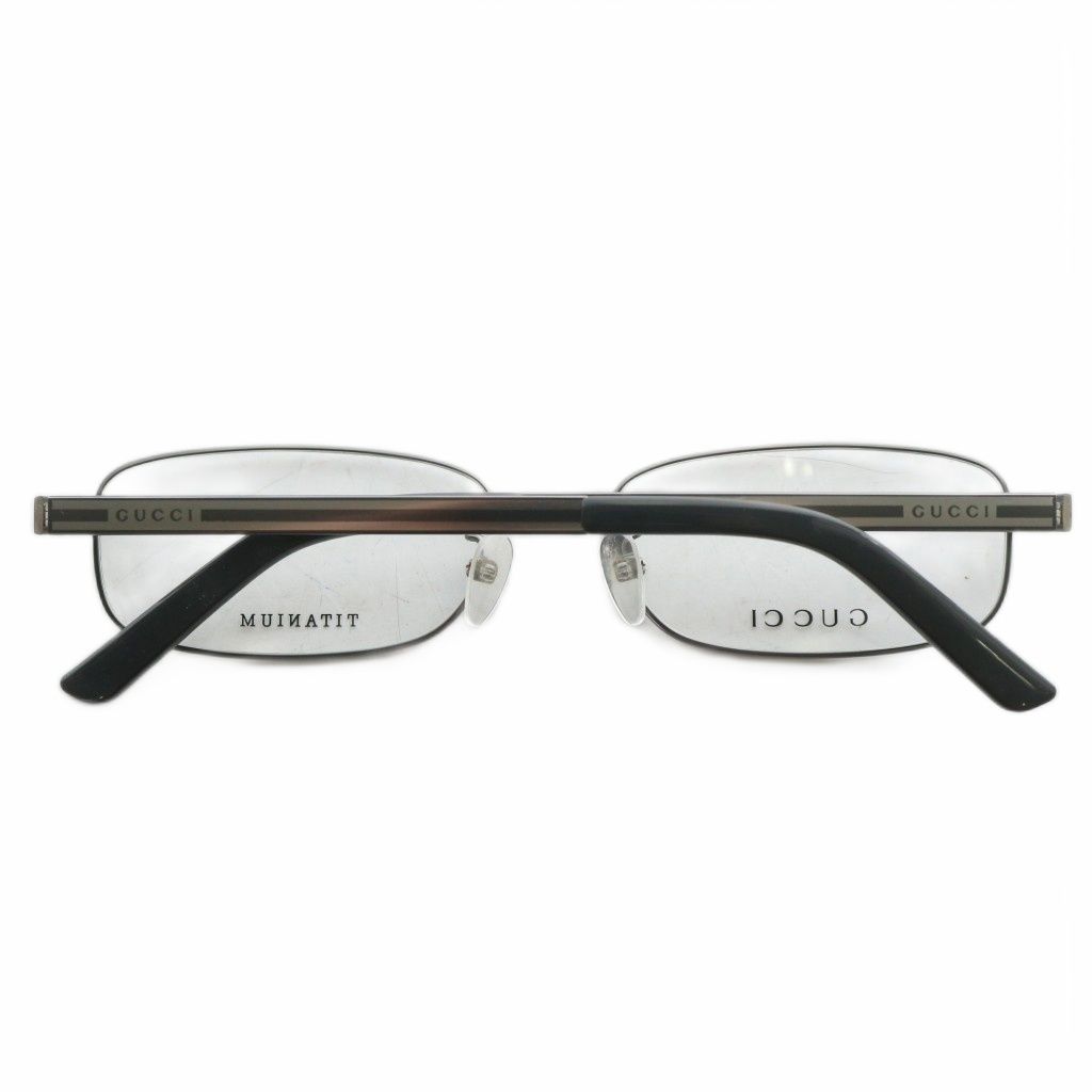 グッチ GUCCI 眼鏡 メガネ 度なし チタンフレーム スクエア ロゴ 55□16-140 シルバー色 GG-9671J XZ OH GY11