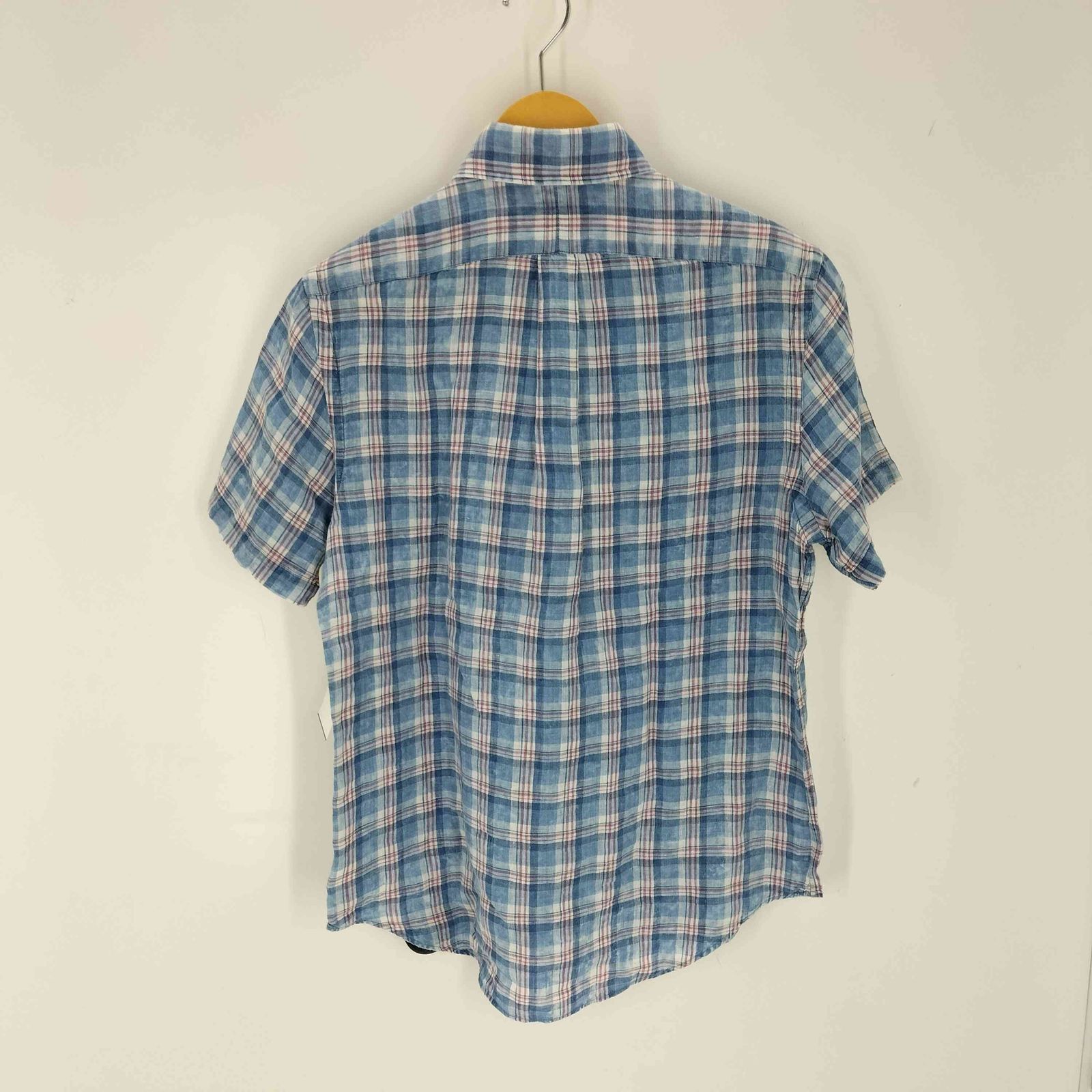 【売約済】ラルフローレン　リネン　ボタンダウンシャツ　チェック　ポニー刺繍 ラルフローレン RALPH LAUREN CLASSIC FIT ポニー刺繍 チェック