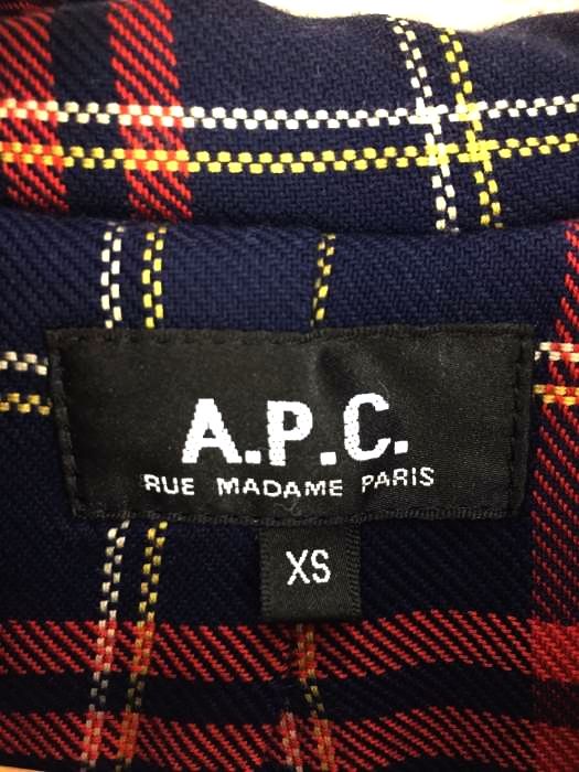 アーペーセー A.P.C. タータンチェック切替 ダッフルコート メンズ XS