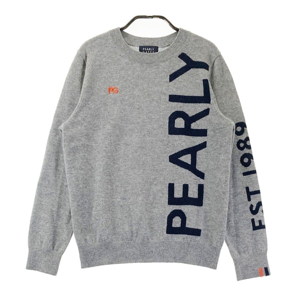 サイズ 0 PEARLY GATES パーリーゲイツ カシミヤ ニットセーター ビックロゴ グレー系 240101422925 ゴルフウェア レディース ストスト