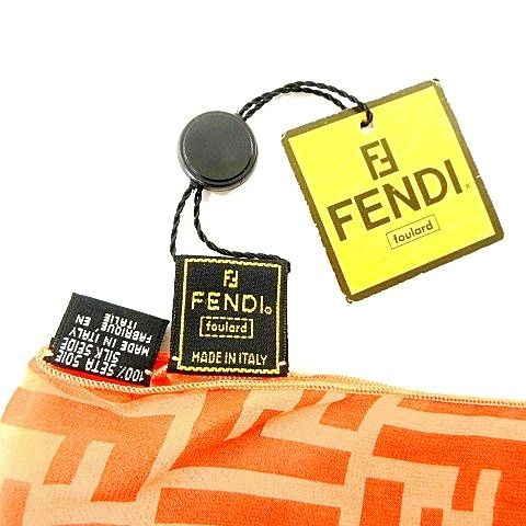 【FENDI】 フェンディ ITALY イタリア製 ブラック オレンジ USED オールド ブランドネクタイ SILK100% シルク BLAMINK - 美品 FENDI フェンディ シルク ロングスカート マルチカラー