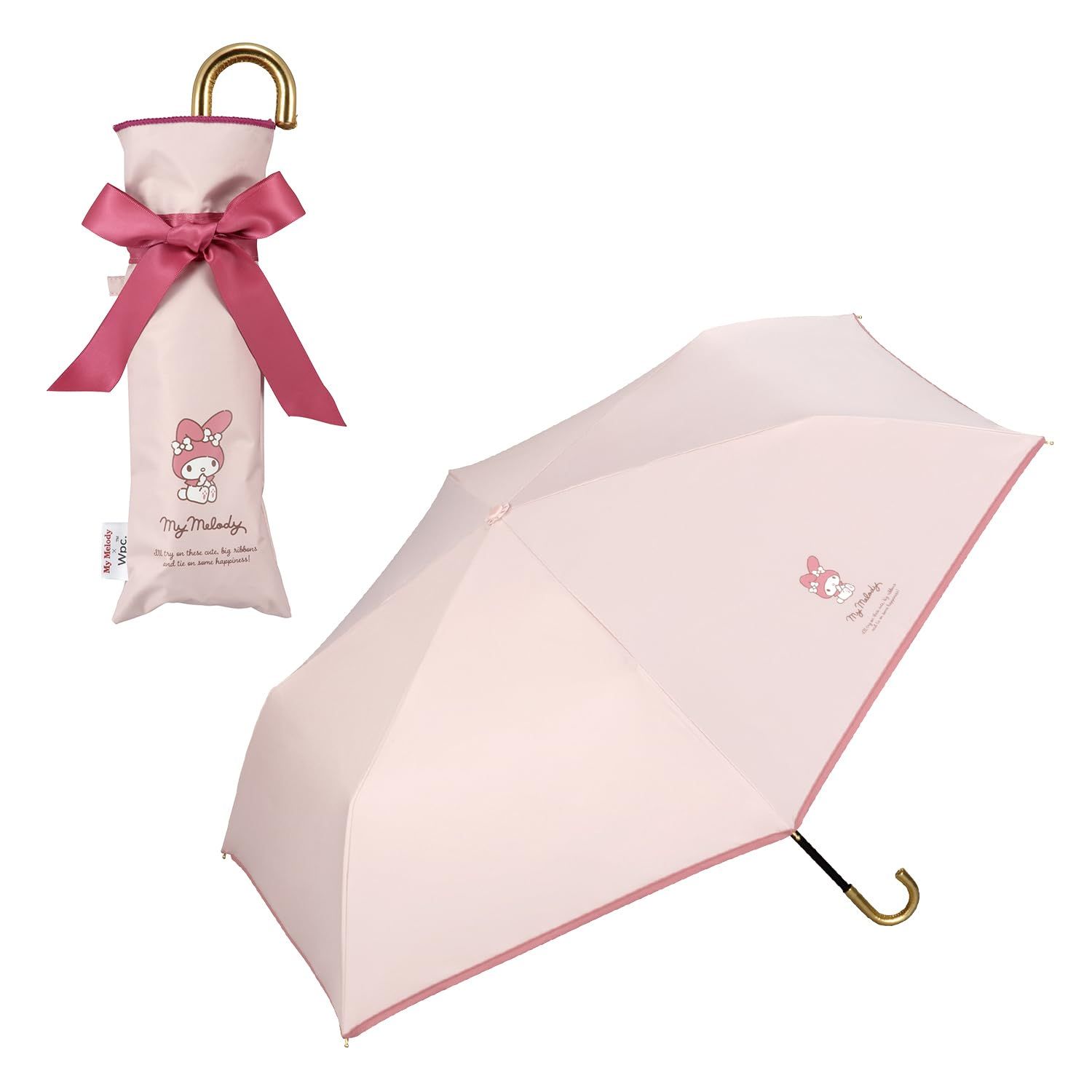 【2024】Wpc. 日傘 折りたたみ傘 サンリオキャラクターズ 遮光サテンリボン ミニ ピンク(マイメロディ) 晴雨兼用 親骨50cm 手開き 220g レディース サンリオ コラボ パステル ハート キャラクター イラスト 癒し [ピンク(マイメロディ)]