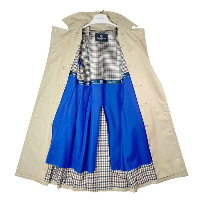 美品✨ アクアスキュータム トレンチコート M ベージュ系 ライナー ブルー ☆Aquascutum アクアスキュータム ライナー付き トレンチコート