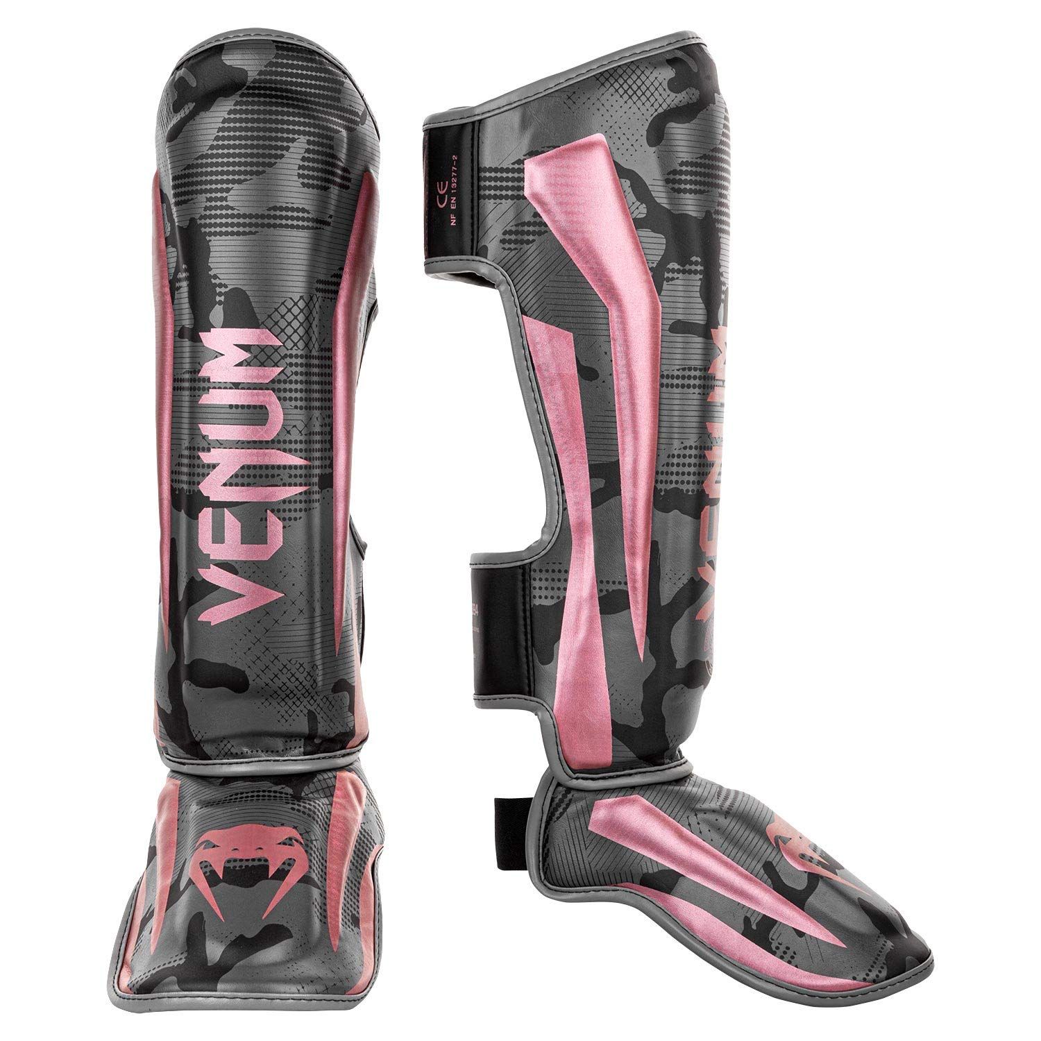 Venum Elite すね当て-ブラック|ピンク|ゴールド - M ブラック|ピンクゴールド M
