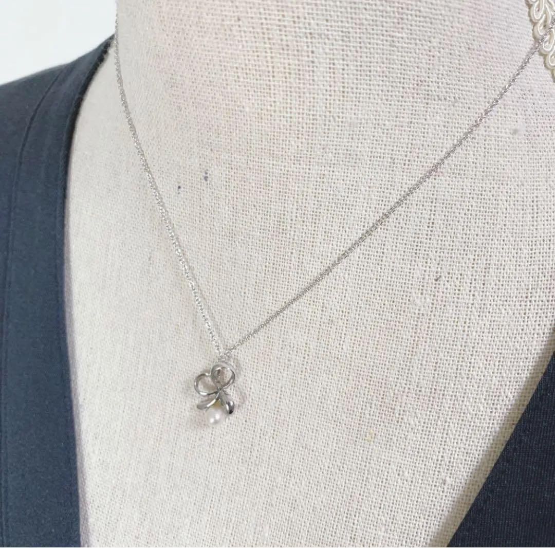 TASAKI タサキ シルバー ネックレス パール 本真珠 1粒 クローバー 