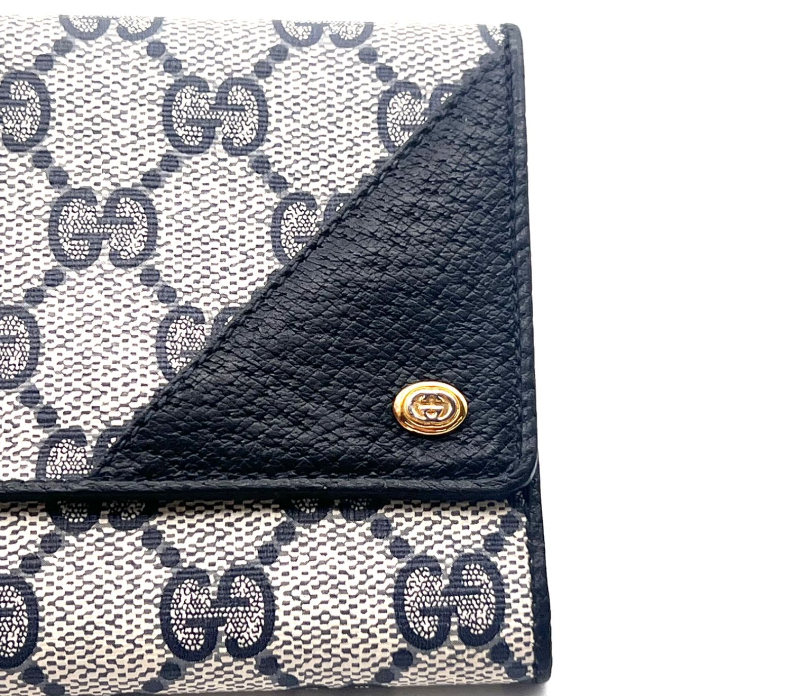 GUCCI グッチ 三つ折り 財布 GG コンパクト 財布 ネイビー