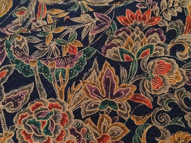 平和屋着物＊夏物 小紋 絽 枝花文 銀彩 やまと誂製 正絹