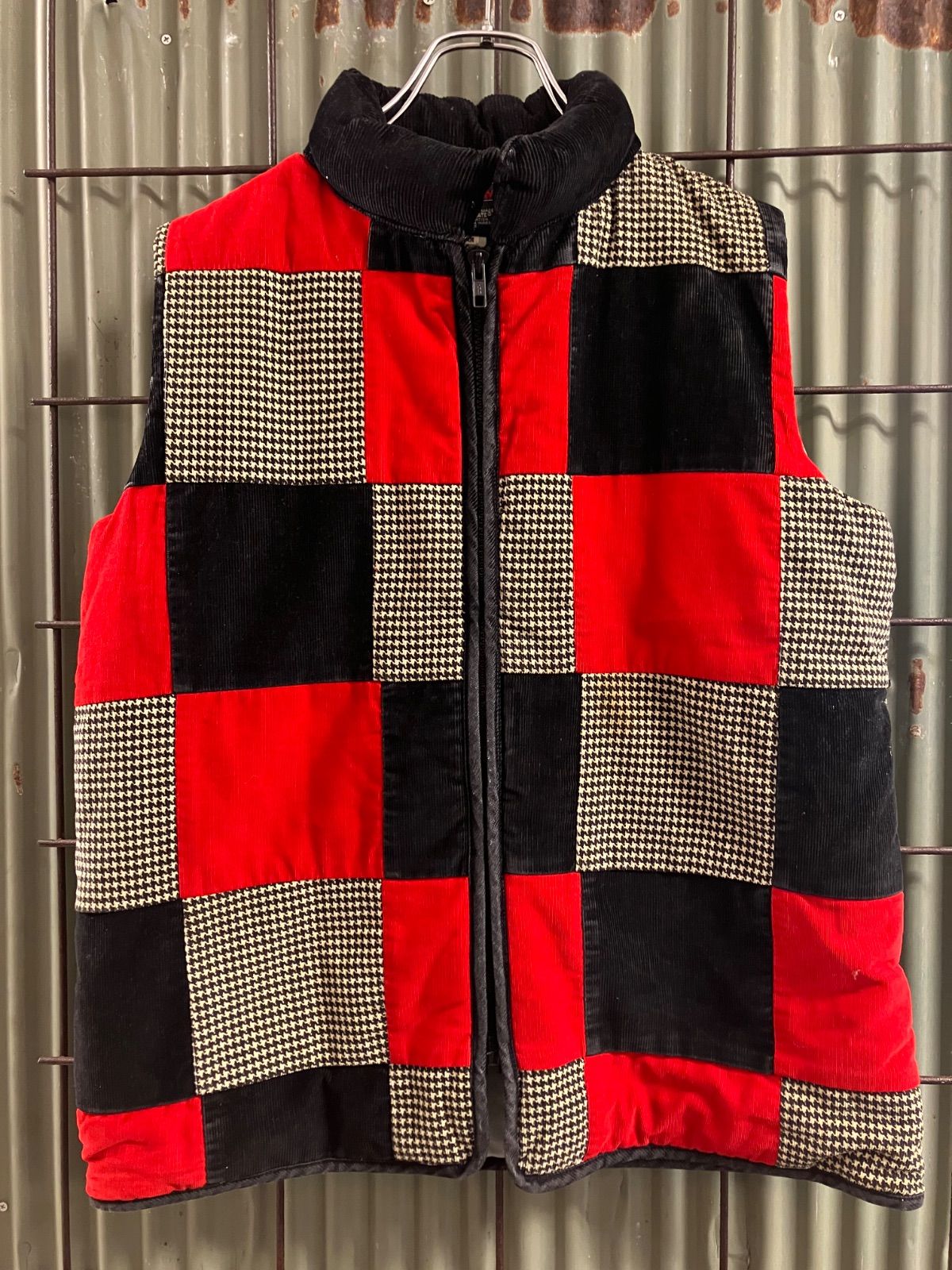 Old Patchwork  Zip-up Vest コーデュロイ　パッチワークベスト　キルティング