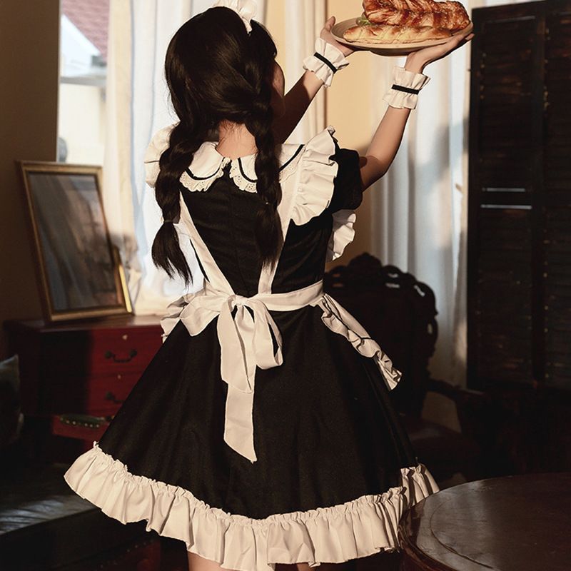 ロリータ メイド服 けいおんメイドコスプレのかわいいロリータ ドールカラーの