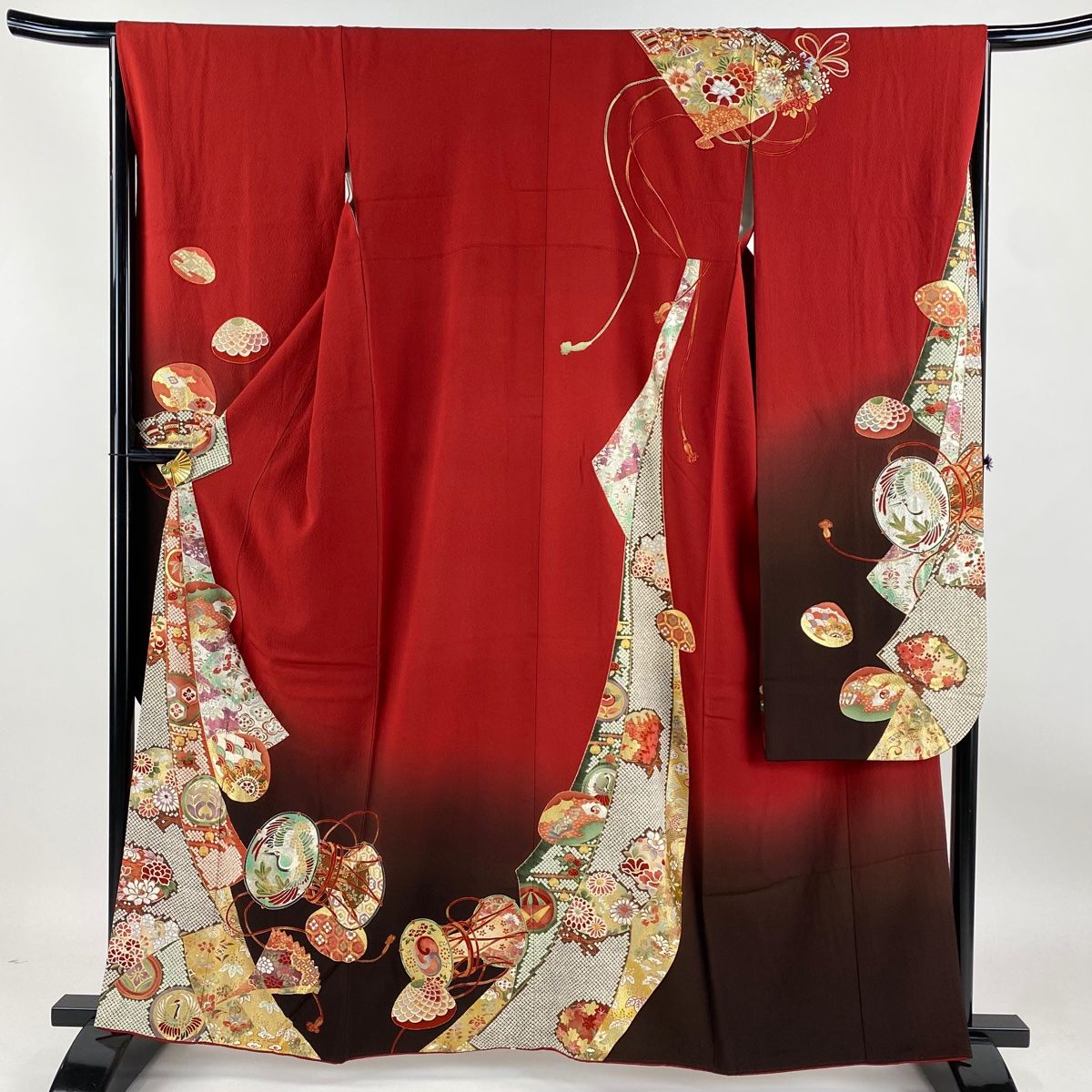 振袖 身丈161.5cm 裄丈67cm M 袷 袋帯フルセット 熨斗 鼓 金銀彩