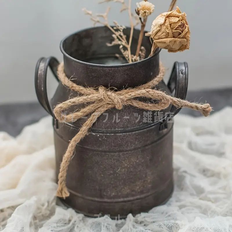 花瓶 バケツ メタル ビンテージ ヴィンテージ 雑貨 ミルク缶