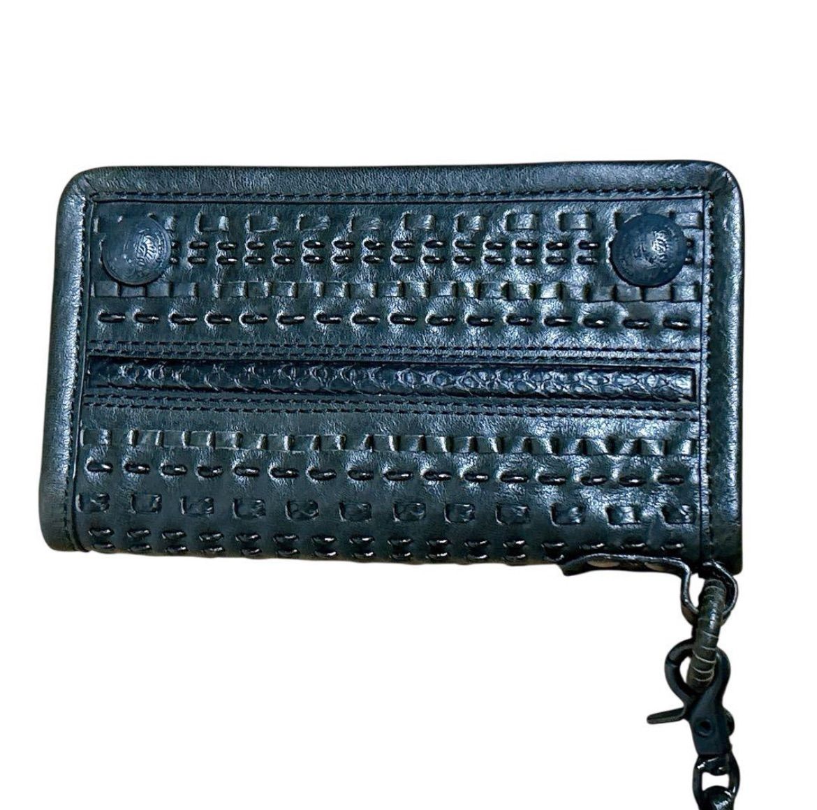 お手入れ簡単な 5351 POUR LES HOMMES 長財布 ウォレットチェーン ライダース バイカーズ ウォレット コンチョボタン タッセル