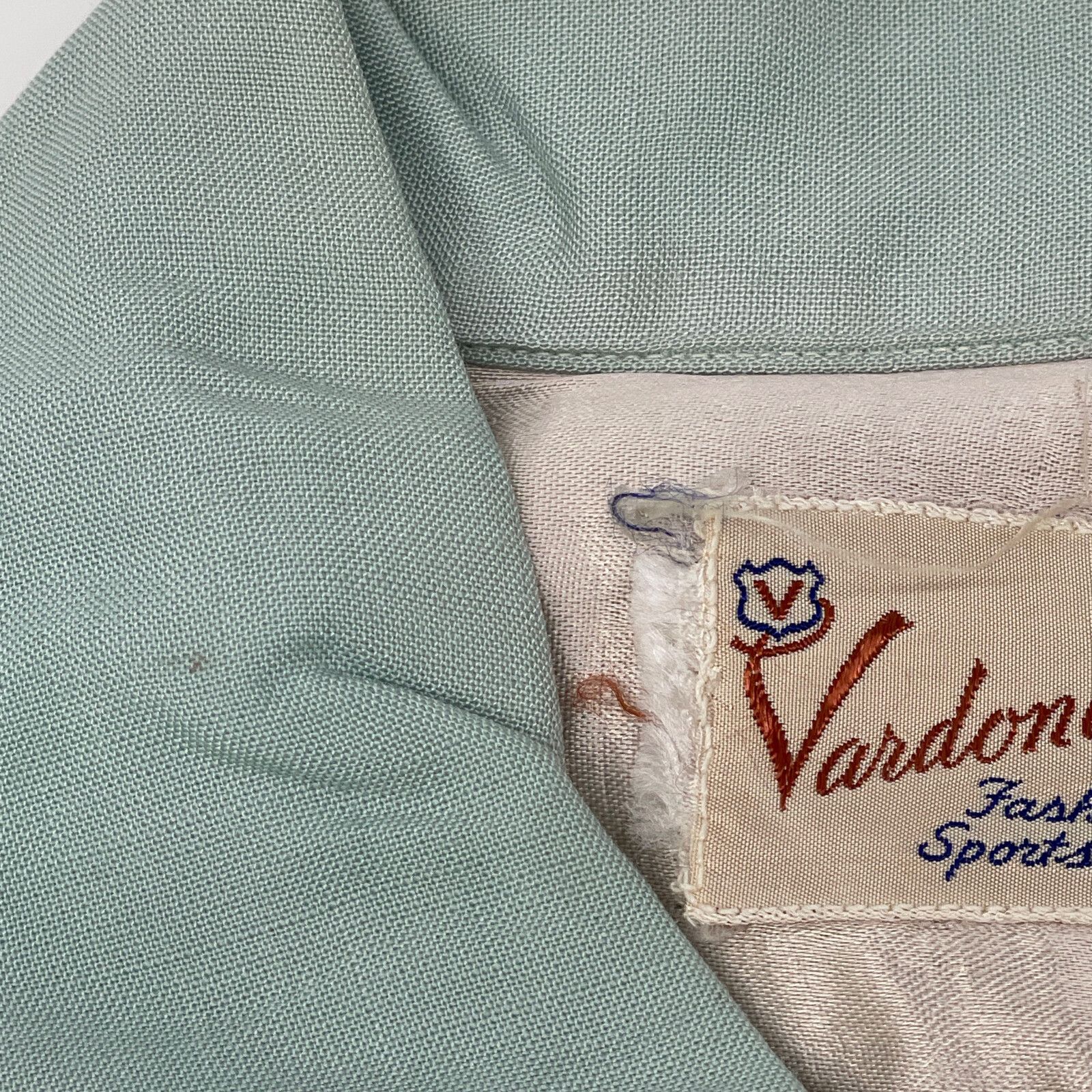 VINTAGE ヴィンテージ 50'S ブルー レーヨンギャバジン オープンカラー