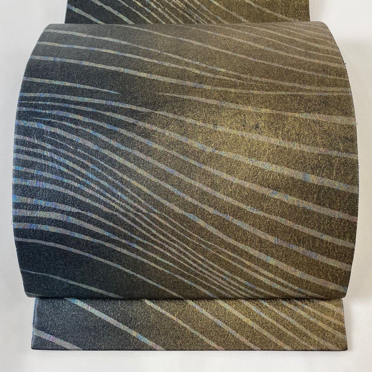 袋帯 美品 秀品 紬地 幾何学 茶色 六通 正絹 【中古】 袋帯 秀