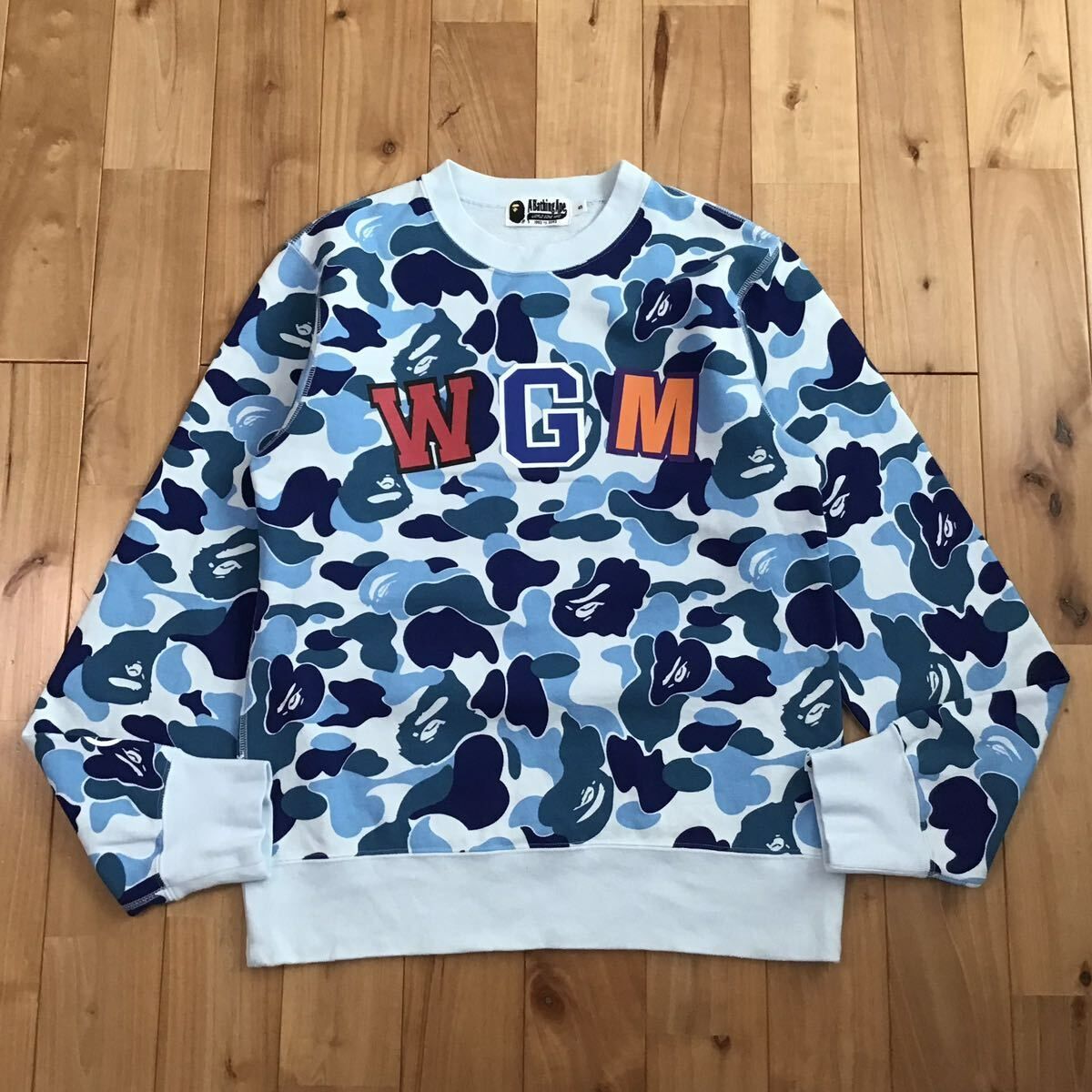 ABC camo Blue シャーク 長袖スウェット Sサイズ a bathing ape BAPE