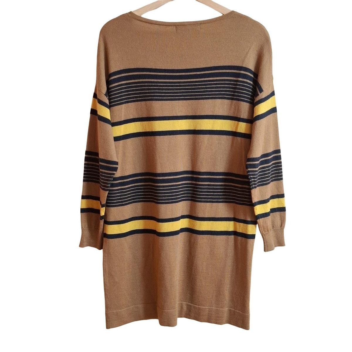 green label relaxing グリーンレーベルリラクシング 長袖セーター レディース - ブラウン×黒×ライトブラウン クルーネック|ボーダー