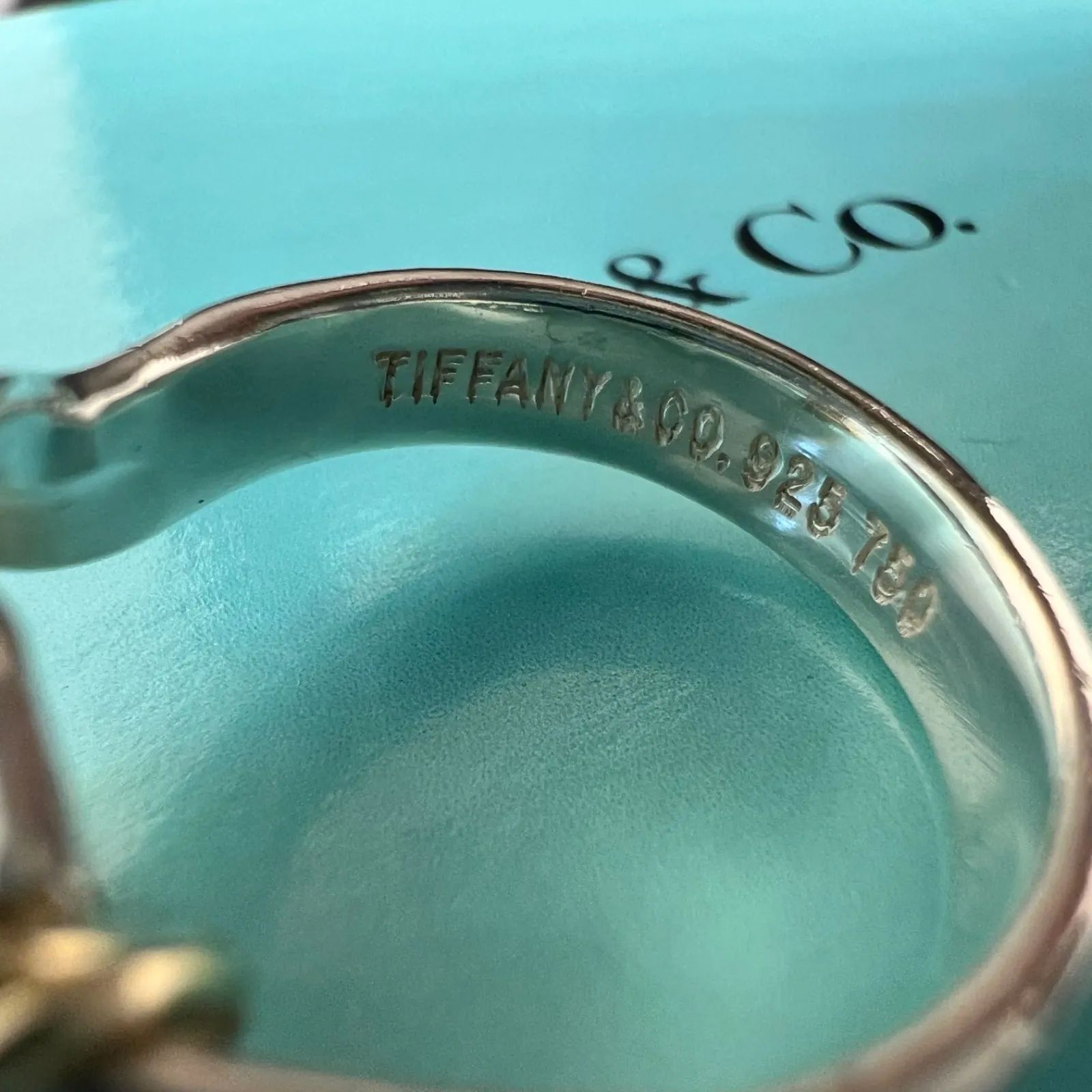 ティファニー フック&アイ リング K18 750 SV925 サイズ11~12