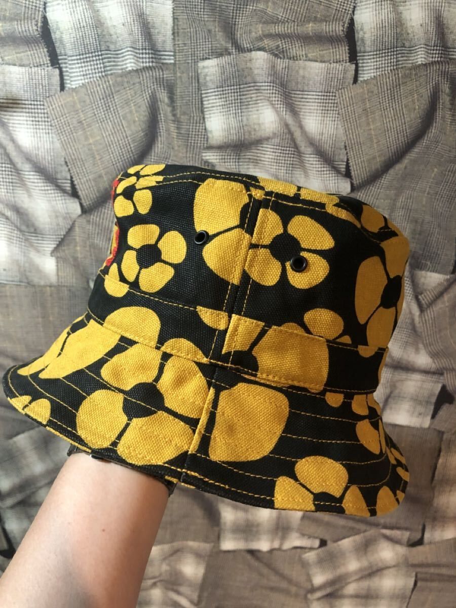 MARNI × Carhartt マルニ カーハート バケットハット コットン イエロー ブラック 花柄 M-L FK
