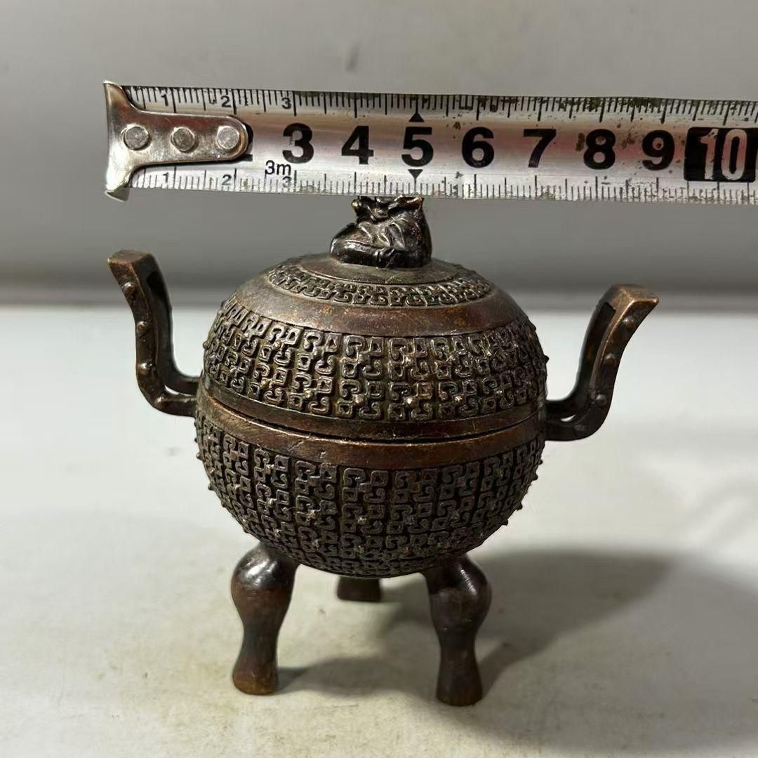 アンティーク 香枦 未使用 七草模様 香炉 鍛栄造 茶道具 共箱 未使用品