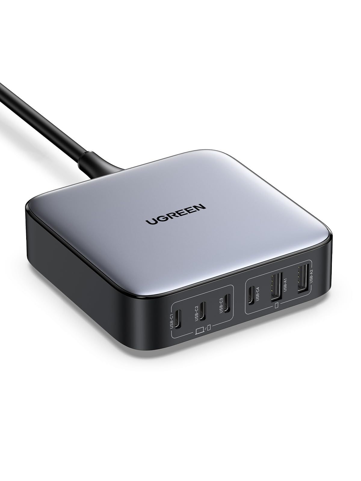 UGREEN Nexode 200W 充電器 6ポート 卓上多ポート急速充電器 USB-C×4 USB-A×2 ダブルGaNIII 窒化ガリウム 採用 全ポートPD3.0対応 単ポート100W高出力 PSE技術基準適合 ノートPC三台急速充電対応 i