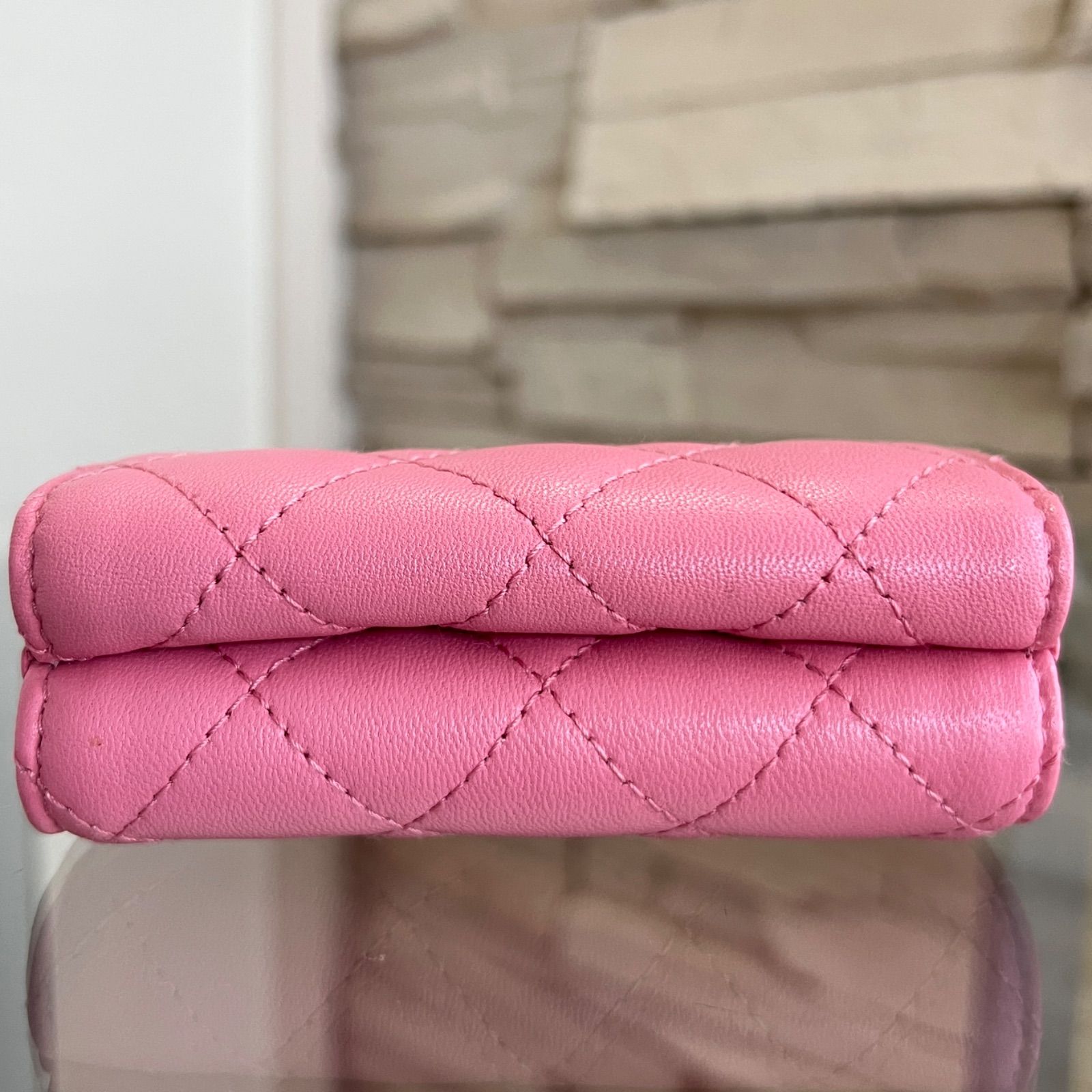 未使用品 CHANEL スモール フラップ ウォレット ピンク おり財布 