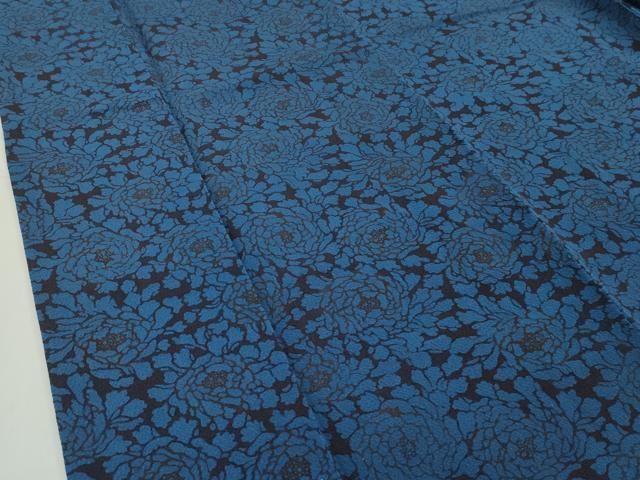 平和屋本店□極上 浦野理一 型染 小紋 飛鳥文 鬼しぼ縮緬 黄朽葉色地