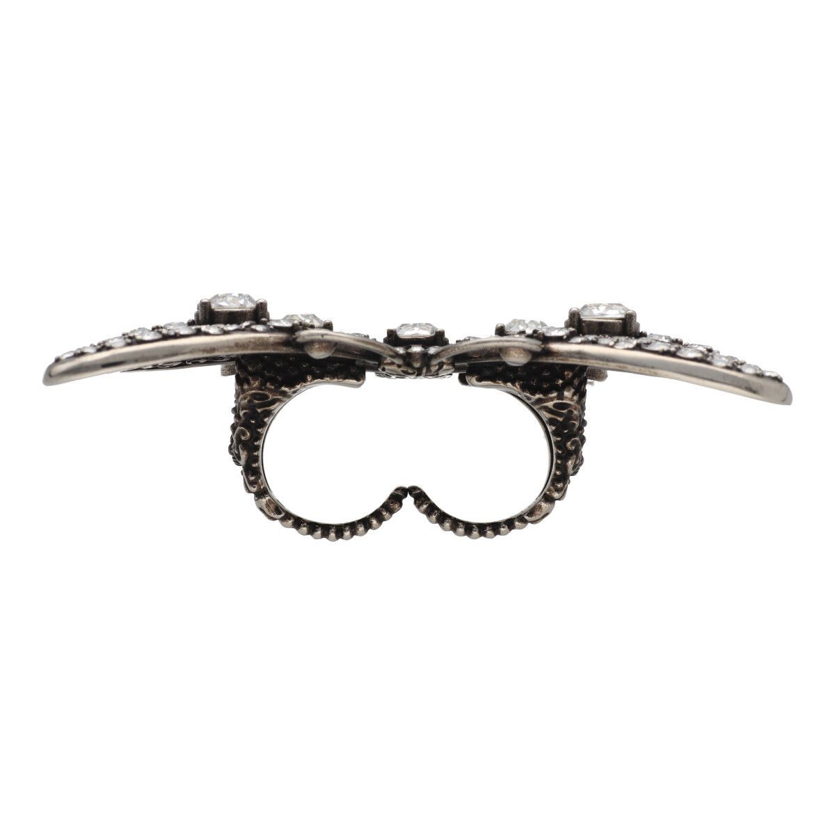 中古】 GUCCI グッチ バタフライ リング クリスタル 蝶 指輪 