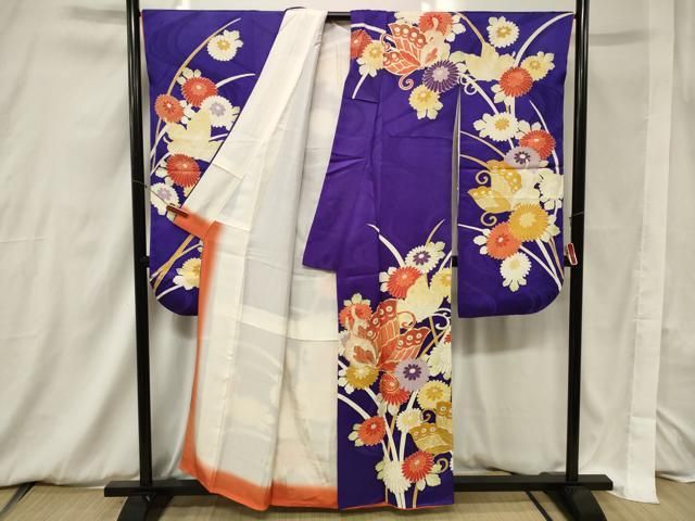 平和屋着物□豪華振袖 駒刺繍 花蝶文 金彩 正絹 逸品 CAAV4178in