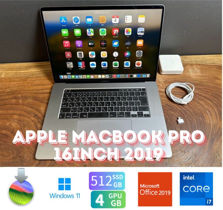 「極美品」Apple MacBook PRO Retina 16inch 2019/CPUi7 2.6GHZ/32GB/GPU4GB/SSD512GB/office2019/Windows11/CJ083