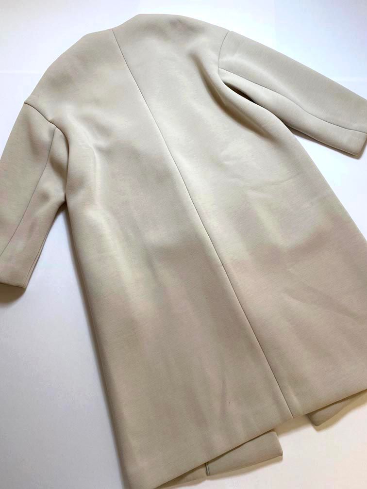 Plage プラージュ　ノーカラーリバーコート　ロング　スポンジ　ベージュ ☆4.5以上！みんなが買ってる高レビューコート｜Plage
