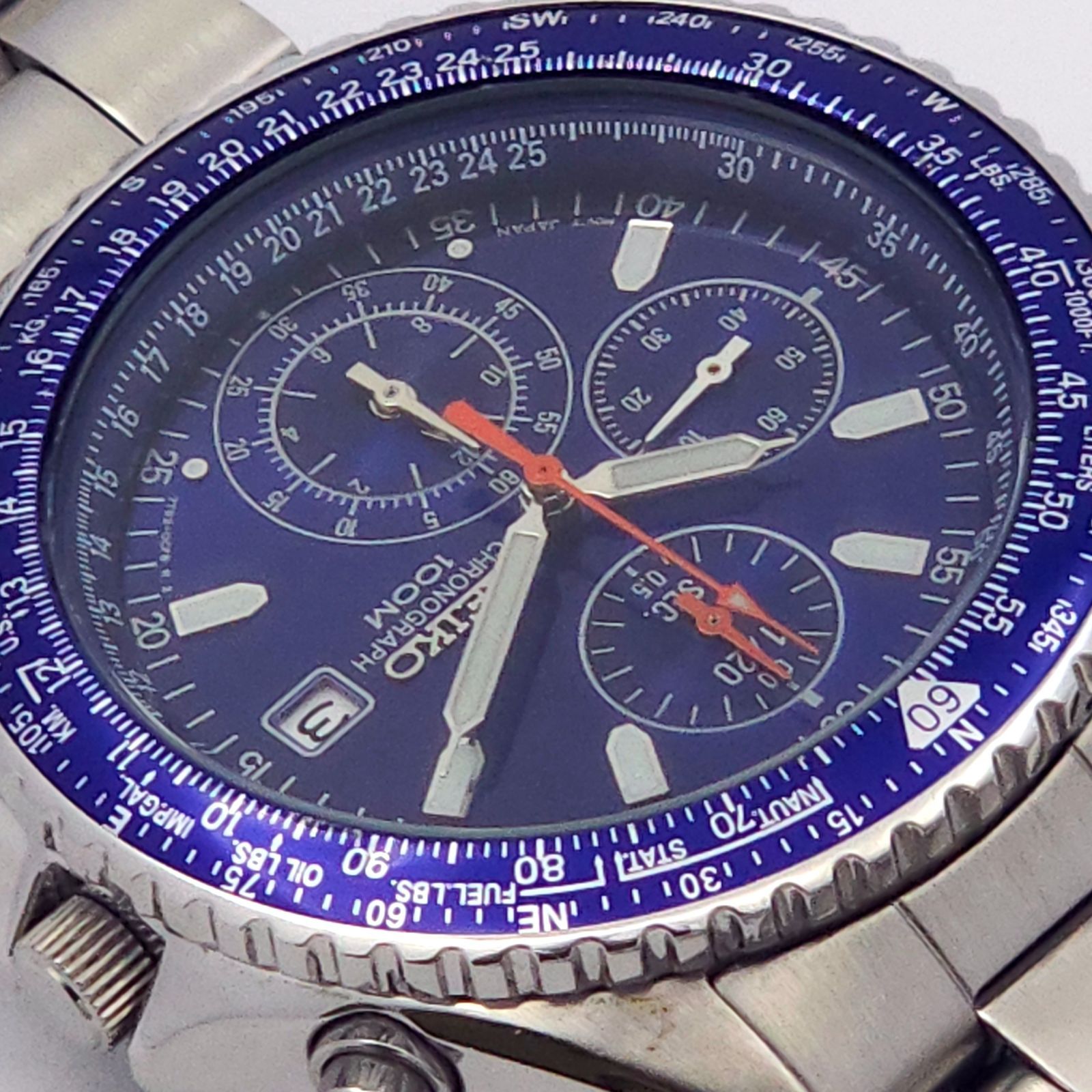 希少 セイコー 7T92-0CF0 パイロット クロノグラフ 腕時計 セイコー