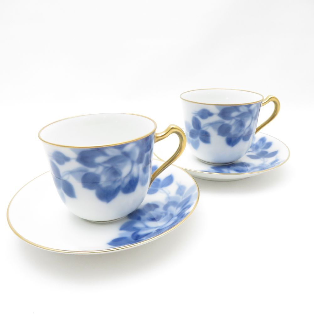 美品 OKURA 大倉陶園 ブルーローズ コーヒーカップ&ソーサー 2 美品 OKURA 大倉陶園 ブルーローズ コーヒーカップ&ソーサー 2
