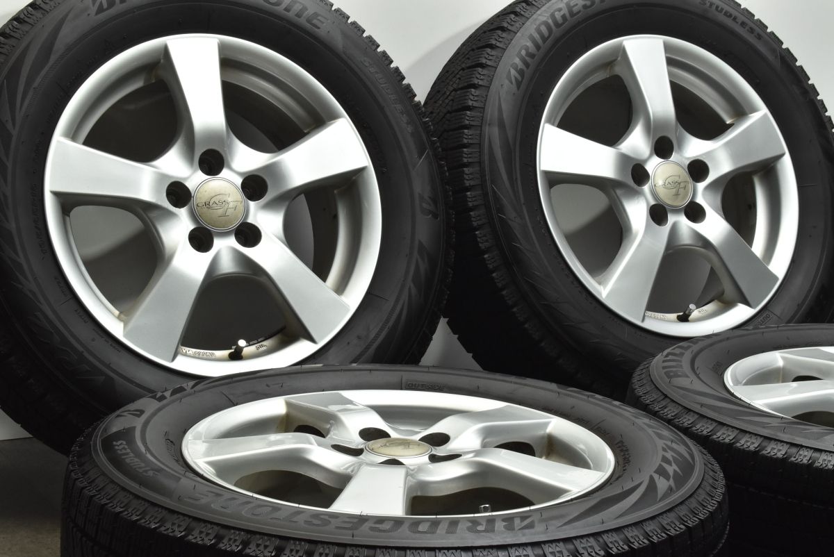 【バリ溝】グラス 15in 5J +43 PCD100 ブリヂストン ブリザック VRX2 195/65R15 30プリウス カローラツーリング スポーツ インプレッサ