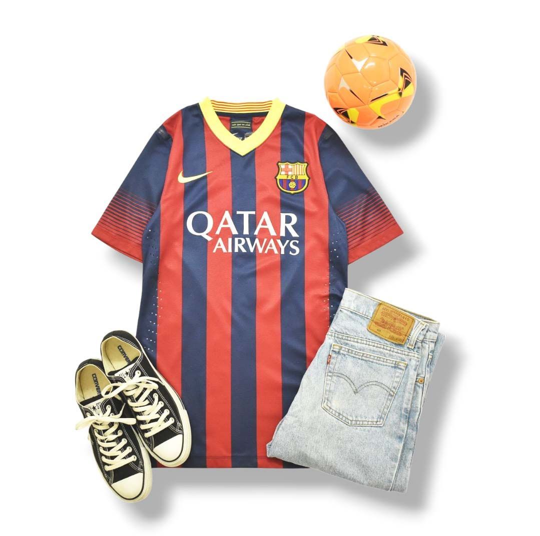ナイキ　サッカー　スペイン　FCバルセロナ　3ジェラール・ピケ　ユニフォーム 美品】 ナイキ NIKE バルセロナ FC BARCELONA 2013－14 1st 背