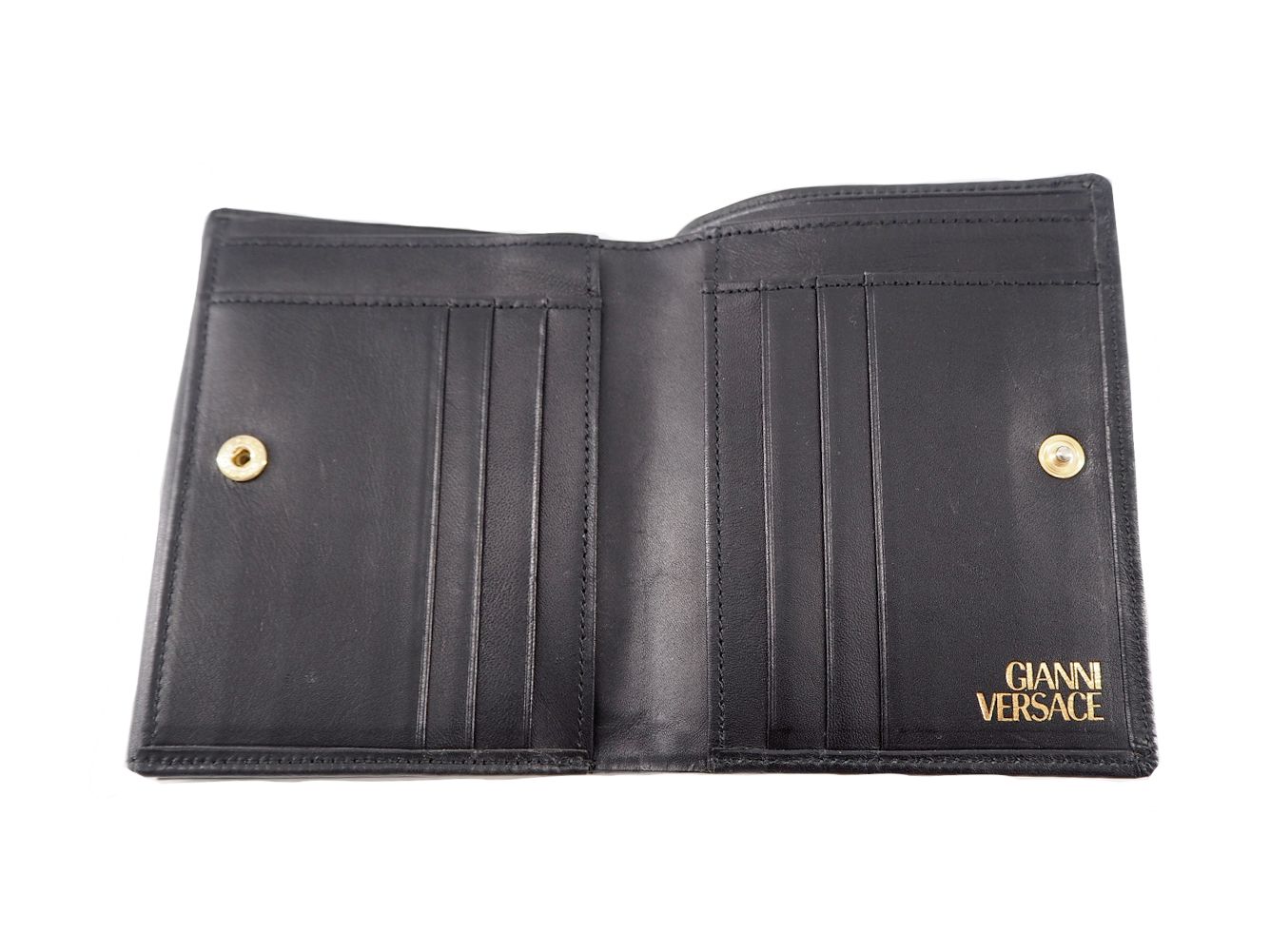 美品 GIANNI VERSACE濃紺光沢クロコ型押し長財布ヴェルサーチ 美品 GIANNI VERSACE濃紺光沢クロコ型押し長財布ヴェルサーチ