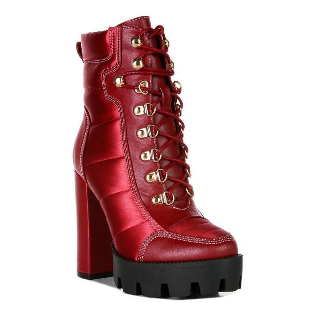 【送料無料】 ロンドンラグ レディース ブーツ・レインブーツ シューズ London Rag Scotch Women's Block Heel Ankle Boots Burgundy