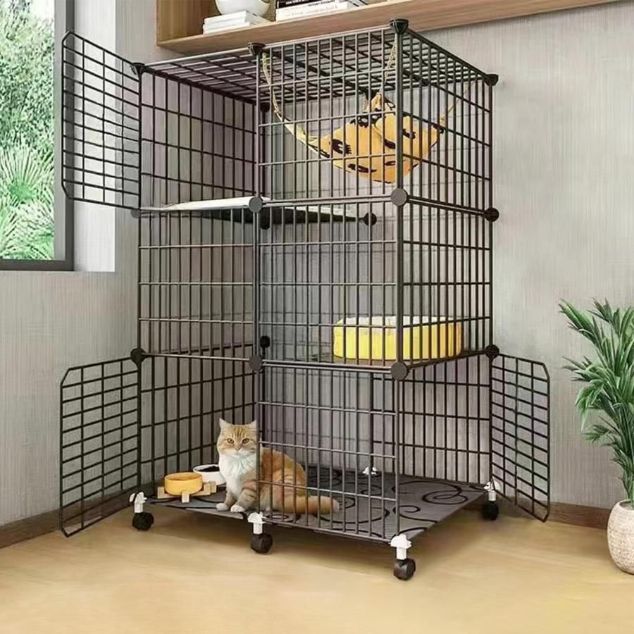 猫用ケージ 75*39*76cm 室内用 脱走防止 取付簡単 室内飼い DIYケージ組え 付属 多段式選択 ユニバーサルホイール 簡単移動