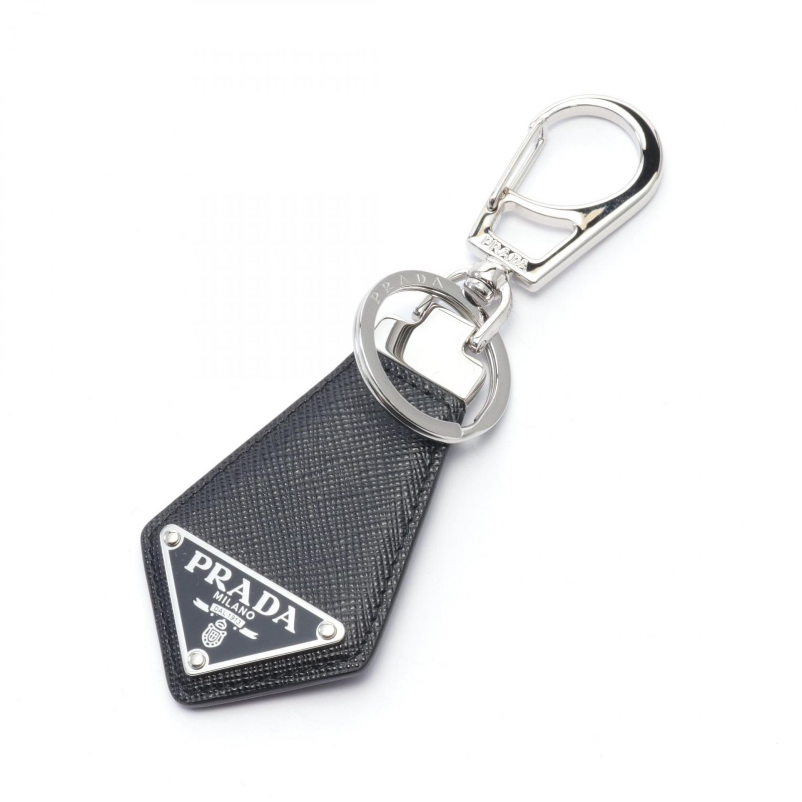 プラダ PRADA キーホルダー 2PP041053F0002 ブラック サフィアーノレザー キーリング メンズ