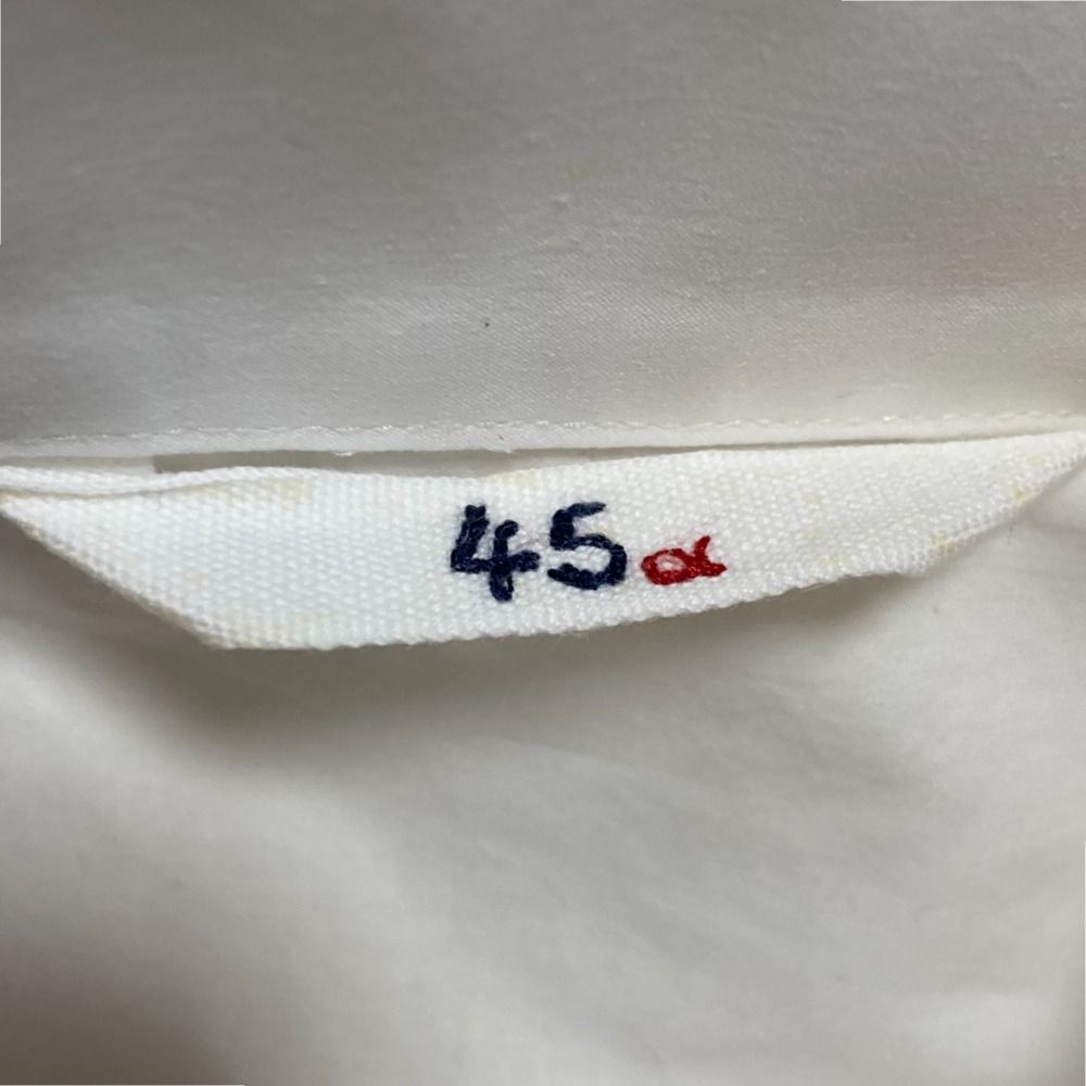 未使用タグ付　45R フォーティファイブアール　長袖シャツ　刺繍ロゴ　1 白 美品 45R フォーティファイブアール Yシャツ 長袖シャツ サイズ1
