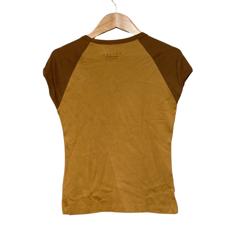 #snc セリーヌ CELINE カットソー Tシャツ L 茶 スタッズ マカダム 半袖 レディース [932438] 美品 CELINE セリーヌ マカダム スタッズ クルーネック フレンチ