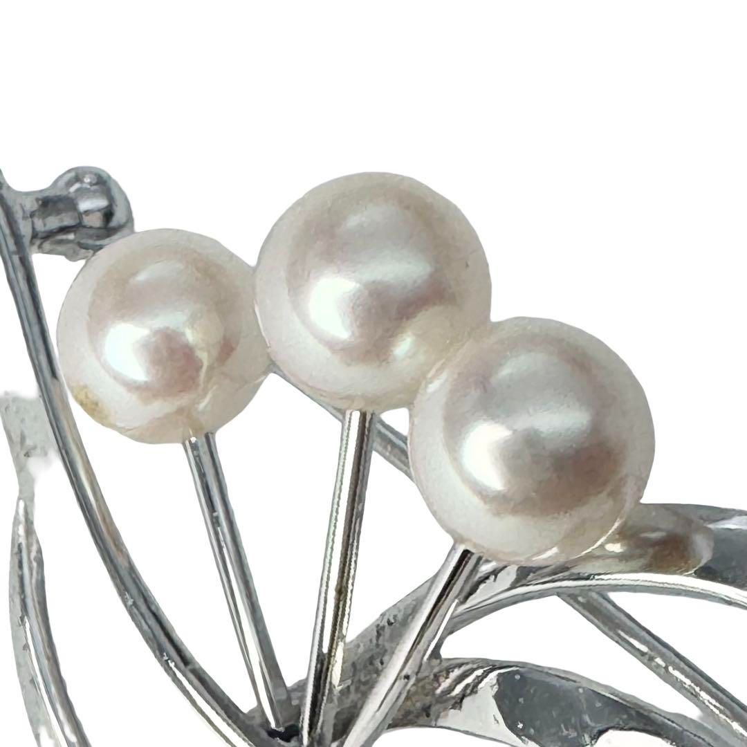 MIKIMOTO ミキモト 本真珠 6mm×3粒 アコヤパール SV925 ピンブローチ
