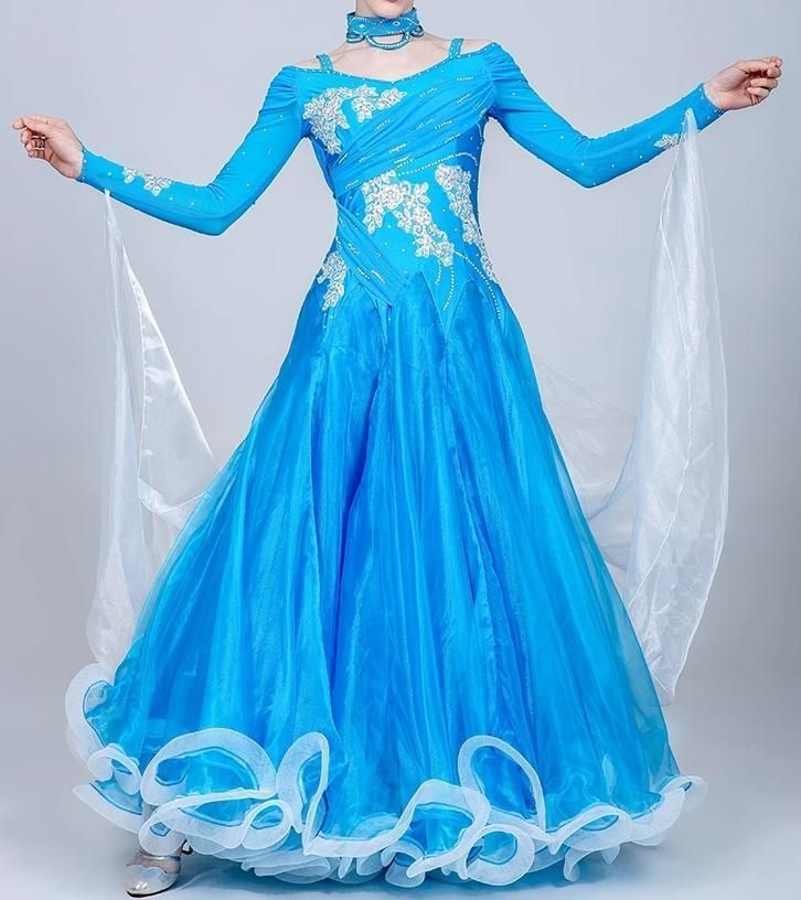 新作 社交ダンスドレス モダンダンス オーストリッチ羽根フロート