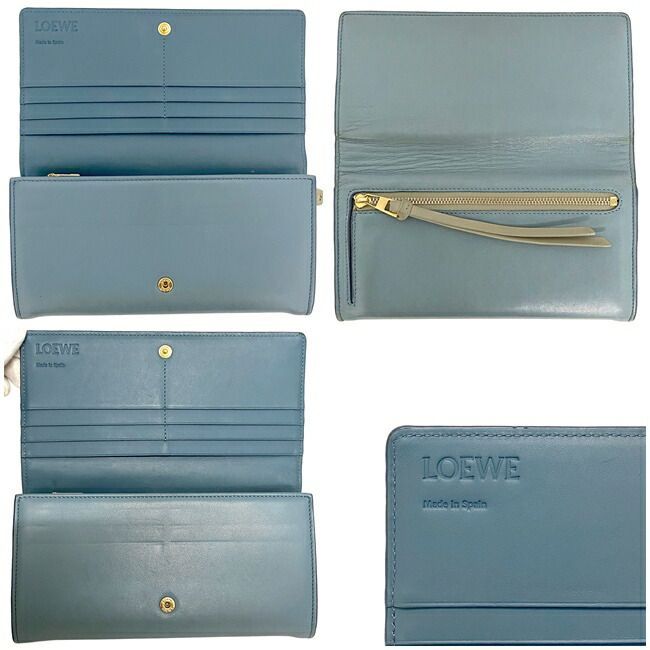 ロエベ 二つ折り 長財布 ライトブルー アナグラム 109.54.F11 - メルカリ