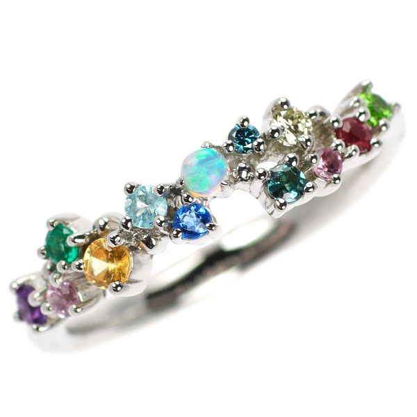 GSTV 希少 Pt950 アウイナイト ダイヤモンド カラーストーン リング