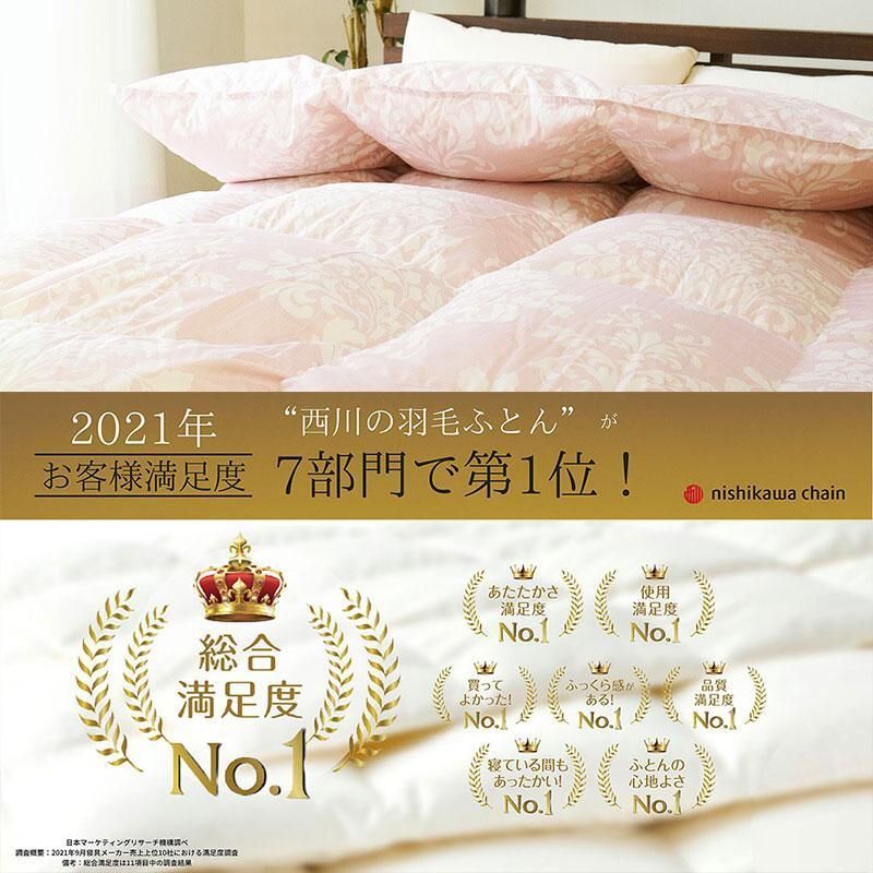 東京・西川のマザーグースダウン 高級羽毛布団 ダブル ロング 日本製