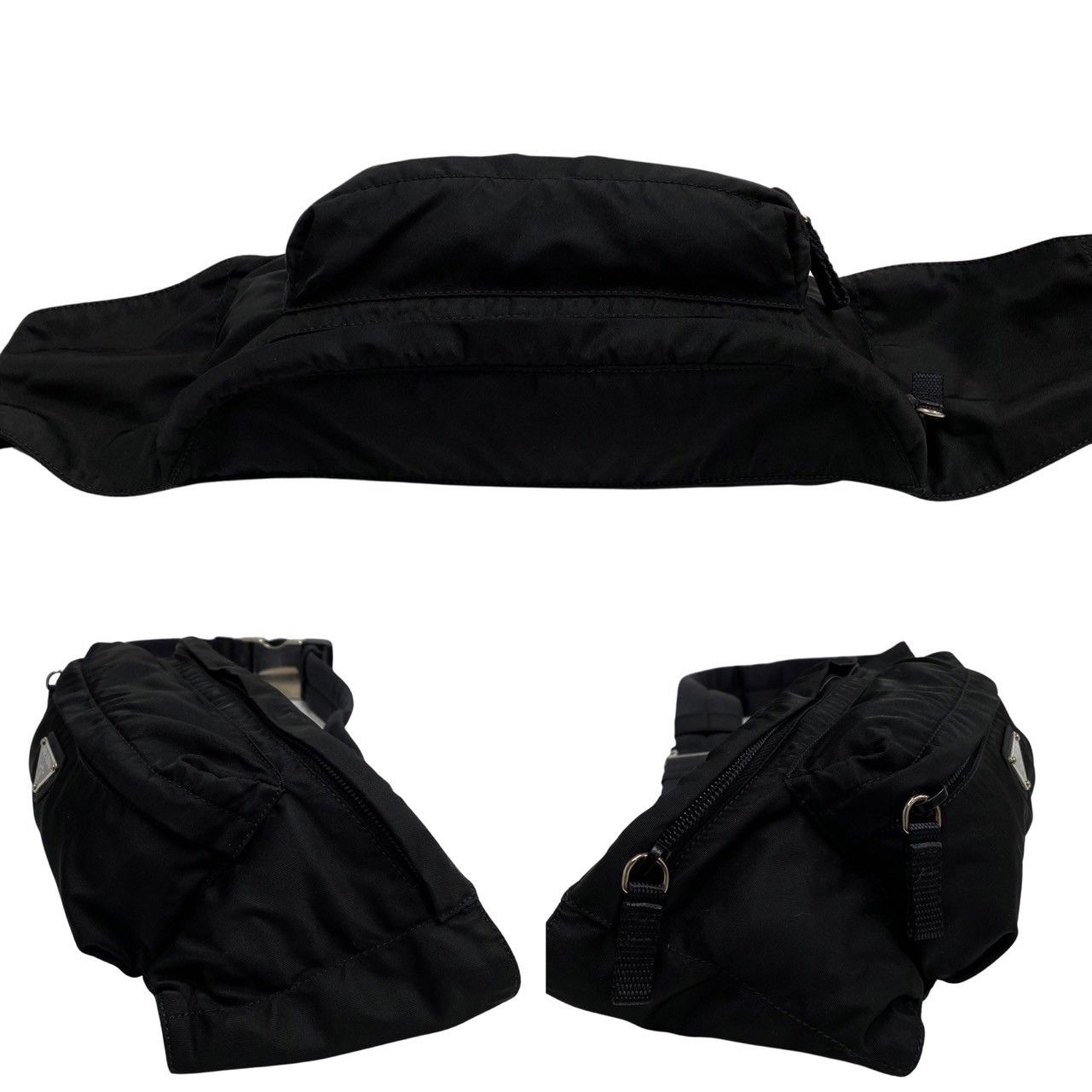 極 美品 袋付き 希少品 PRADA プラダ 三角ロゴ 金具 ナイロン ミニ ボディバッグ ウエストポーチ ワン ショルダーバッグ ブラック 黒  68055