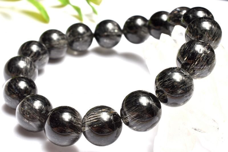 １点物 濃密内包 ブラックトルマリンインクォーツ 12.5mm ブレスレット パワーストーン 天然石 _MB158 NEXPOTALLINN_EU