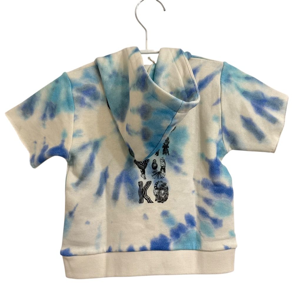 GUCCI グッチ ヒグチユウコ タイダイ柄 半袖 フーディー プルオーバー パーカー キッズ サイズ24 m アイボリー ブルー 古着